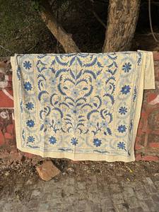 Boho Hand Embroidered Suzani Quilt – Decorative Cotton <b>Bed</b> <b>Cover</b> with Colorful Floral Patterns and Traditional Needlework - Product Image 3