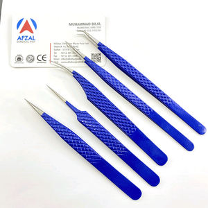 Nouvelle pince à épiler d'extension de cils à pointe pointue enduite de poudre bleu royal Vente en gros de logo personnalisé en acier durable - Product Image 2