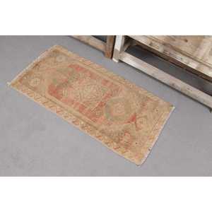 Vintage Turkish Rug, 0.1x3.1 ft <b>Runner</b> Rug, Brown <b>Red</b> Persian Rug - Product Image 2