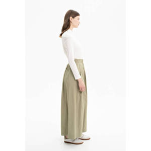 Khaki <b>Plus</b> <b>Size</b> High Waist Wide Leg Canvas <b>Parachute</b> Skirt Trousers - Product Image 2