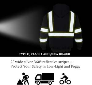 Sudadera CON CAPUCHA DE SEGURIDAD reflectante con cremallera frontal y múltiples bolsillos de alta visibilidad personalizada de invierno de poliéster 100% al por mayor - Product Image 5