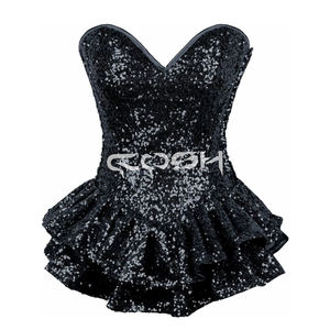 Vestido Corsé Glamuroso con Lentejuelas Plateadas y Camisa en Capas, Vestido de Fiesta para Damas - Product Image 4