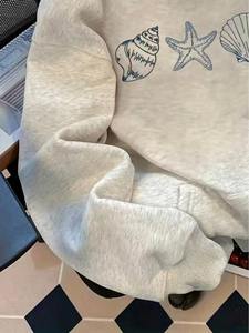 Hiver 2025 Sweat à capuche pour femmes et adolescentes, gris, à carreaux nautiques, écologique, coupe-vent, doublé polaire, avec logo, doux, décontracté, 360g - Product Image 3