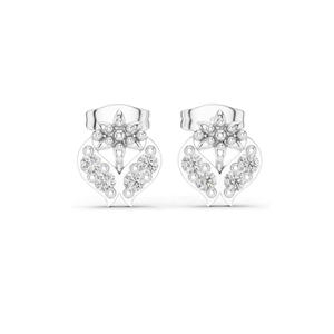 Boucles d'oreilles clous en forme de cœur floral avec diamant de laboratoire 0,28 CT, clarté VVS-VS EF, or 18 carats, 14 carats, 10 carats et argent 925, rose, jaune, blanc - Product Image 2