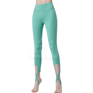 <b>High</b>-<b>Waist</b> Breathable <b>Tummy</b> <b>Control</b> Sports Yoga Pants Solid Women's Spandex/Polyester <b>with</b> Logo Elastic <b>Waist</b> Yoga <b>Leggings</b> - Product Image 1
