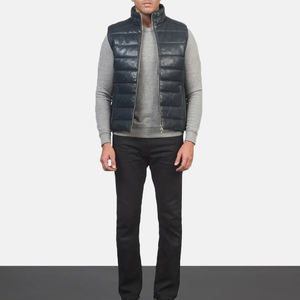 Chaleco de Cuero Vacuno Genuino de Último Diseño, Chaleco de Cuero para Hombre Impermeable con Logotipo Personalizado Estampado para Motocicleta - Product Image 3