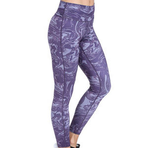 กางเกงโยคะเอวสูงสำหรับผู้หญิงกางเกงเลกกิ้งเล่นกีฬากลางแจ้งมีกระเป๋าข้างเชือกผูกทำจากไนลอนสแปนเด็กซ์ผ้าไหม - Product Image 1