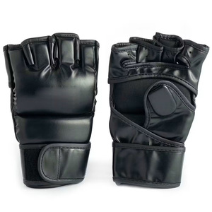 OEM Custom Logo Half Finger MMA Fighting <b>Gloves</b> Durable PU Leather <b>Moisture</b> Wicking Hook Loop Closure Training for Martial Arts - Product Image 1