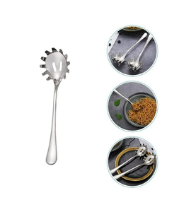 Cuillère à thé en acier inoxydable Ustensiles Fourchette Cuillère Spaghetti Serveur Passoire à pâtes Outils de cuisine Naturel poli - Product Image 3