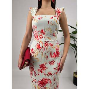 missJANELL Women's Digital Printed Strapless Midi Dress with <b>Balloon</b> Hem, 100% Polyester, Stone Color for Casual Summer Wear - Product Image 4