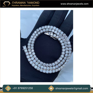 Collar de Diamantes de Moissanita Brillante de 5 mm con Eslabones de Tenis Personalizados, Plata de Ley 925, Geométrico, Estilo Hip-Hop, Regalo de Boda para Hombre - Product Image 6