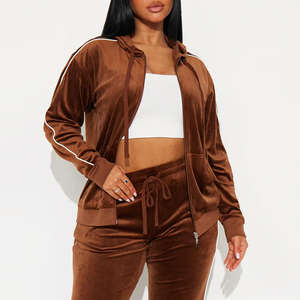 Chándal de Terciopelo Bordado de Invierno de la Mejor Calidad para Mujer con Diseño de Cremallera Completa, Estilo Urbano, Uso en Exteriores, Ajuste Holgado y Cómodo - Product Image 5