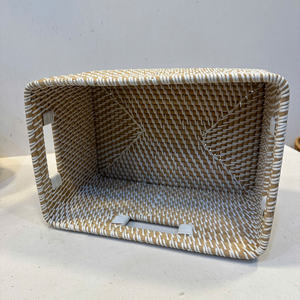 Panier rectangulaire de luxe en rotin naturel avec ficelle en PP, écologique et polyvalent pour le rangement - Product Image 4