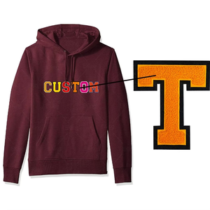 Sweat à capuche avec logo personnalisé de haute qualité pour hommes Veste à capuche en broderie de chenille lavée avec motif solide - Product Image 1