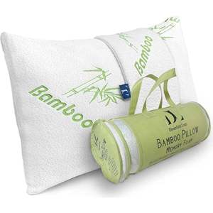 Almohada de bambú de espuma viscoelástica de tamaño Queen ajustable para dormir cubierta de cremallera fresca y transpirable juego de edredón derivado de rayón - Product Image 1