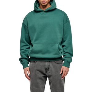 Drop Shoulder Loose Men Sudadera con capucha de algodón para hombres Streetwear Heavyweight Fleece Full Pullover Hoodies - Product Image 6