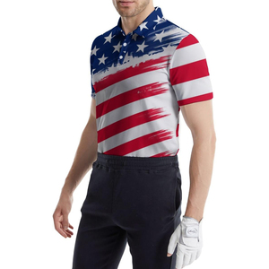 Material de algodón de alta calidad hecho ropa de golf profesional nuevo diseño bandera americana sublimada Polo para hombres y niños - Product Image 3