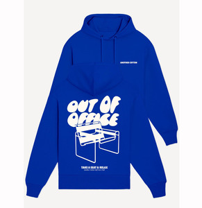 Sweat à capuche en coton régulier personnalisé sweat bleu royal hors du bureau sweat à capuche biologique - Product Image 1
