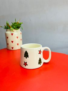 Taza de té de árbol de Navidad, taza de café pintada a mano, taza de café Floral, jarra de café, taza hecha a mano, cerámica, regalo de cerámica para cumpleaños - Product Image 2
