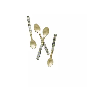 Ensemble de cuillères à couteau et fourchette à taille personnalisée, couverts dorés 4 pièces couverts en métal en laiton