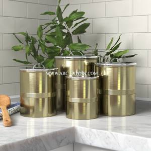 Décor de cuisine poli or vintage Conteneurs de stockage des aliments Qualité supérieure Différentes tailles Pots de thé et de café de luxe New Look - Product Image 2