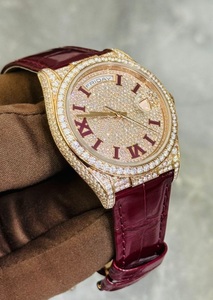 Người Đàn Ông Của 14K Vàng Tone Analog Xem Vàng Vàng Quay Số Mô Phỏng Kim Cương Thép Trở Lại 5Mm Trường Hợp Độ Dày Ronda Di Chuyển Con Trỏ Hiển Thị - Product Image 2