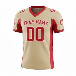 เสื้อซ้อมอเมริกันฟุตบอลแบบกำหนดเองสำหรับผู้ใหญ่ แขนสั้น ระบายอากาศได้ดี มีตัวเลือกไซส์ใหญ่ ด้านหน้า 100% โพลีเอสเตอร์ คอวี - Product Image 2