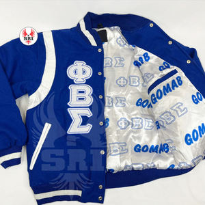 Veste universitaire brodée pour hommes de la fraternité Phi Beta Sigma |   Veste de fraternité en laine brodée avec manches en cuir - Product Image 5