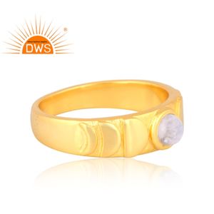 แหวนพลอยมูนสโตนสีรุ้งธรรมชาติชุบทอง18K ดีไซน์ทำด้วยมือล่าสุดเครื่องประดับแฟชั่นสำหรับผู้หญิงของขวัญสำหรับผู้หญิง - Product Image 3