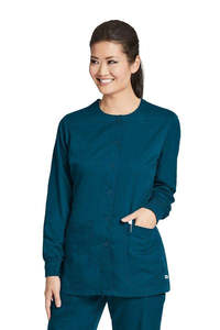 Blouse de travail en coton polyester de qualité supérieure pour femmes médecins |   Veste de travail d'hôpital à manches longues avec poches et fermeture à pression - Product Image 5