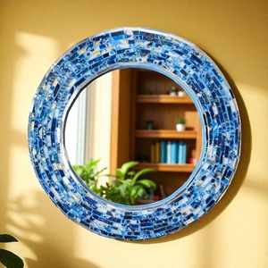 Handmade Glass <b>Tile</b> Mosaic <b>Mirror</b> Frame for Bedroom or Hallway Mosaic Wall <b>Mirror</b> with Iridescent Finish for Glamorous home - Product Image 6