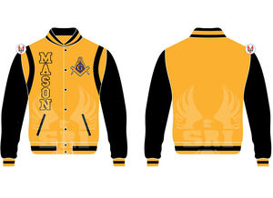 Chaqueta Masónica de Maestro Masón, Chaqueta Universitaria Personalizada |   Chaqueta Universitaria Masónica de Lana con Mangas de Cuero - Product Image 2