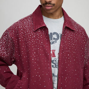 แจ็คเก็ตยีนส์สไตล์ฮิปฮอปสะพายไหล่สำหรับผู้ชายเสื้อแจ็กเก็ตยีนส์แนวสตรีทแวร์ประดับพลอยเทียม - Product Image 3