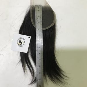 Extension de cheveux humains vierges à Double dessin, cuticules alignées, noir, naturel, lisse, taille 4x4, Swiss HD, fermeture en dentelle, cheveux indiens crus - Product Image 5