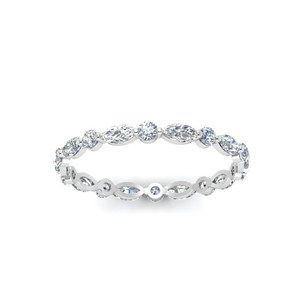 Anillo de Bodas de Diamantes Cultivados en Laboratorio, Corte Marquesa y Redondo Alternos, Oro de 18K, Fabricante Mayorista y Minorista OEM - Product Image 2