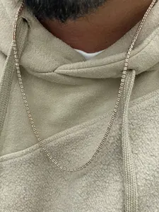 Collar de cadena de eslabones de diamante completamente helado chapado en oro blanco real de 10K sólido para accesorios de moda para hombres - Product Image 5