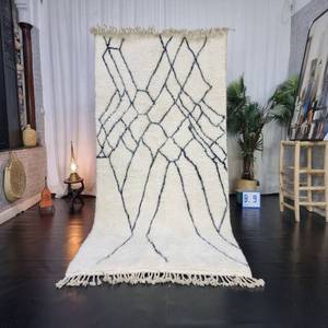 100% coton Capret main bloc impression motif tapis noir et blanc Design abstrait pour la maison salon et jardin décor - Product Image 3