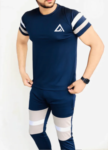 Camisetas Ajustadas Estilo OEM Totalmente Personalizadas para Hombre, 100% Algodón, Estampado a Rayas, Chándal Informal para Hombre con Ako - Product Image 3