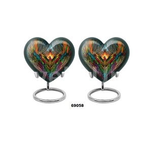 Venta caliente de aluminio negro hermoso corazón Fénix pájaro cremación urna para adultos para cenizas humanas con soporte y bolsa de terciopelo gratis - Product Image 6