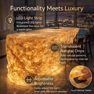 <span class=keywords><strong>Bancone</strong></span> da Cucina Illuminato su Misura in Cristallo di Quarzo Fumé Marrone per Villa di Lusso con Illuminazione Integrata - Product Image 4