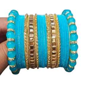 Belle tenue de mariage pour femmes élégante nouvelle mariée Churian bracelet ensemble avec broderie de perles à la mode mariée Chudiyan ensembles - Product Image 5