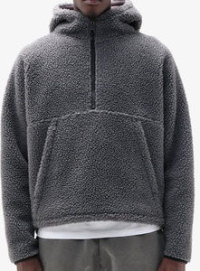 Ajusteurs de bras et d'ourlet à bascule sans couture 700 GSM Sherpa polaire poches kangourou surdimensionnées demi-fermeture éclair avec sweat à capuche surdimensionné pour l'hiver - Product Image 2