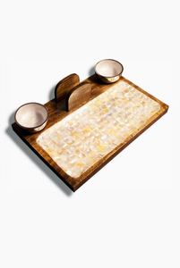 Plato de servir de madera de nácar más vendido con tazón a bajo precio de la India - Product Image 6