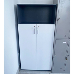 Armoire de rangement en métal minimaliste avec serrure 80x40x166cm Bois de caoutchouc THS68040 - Approuvé pour bureau/atelier - Product Image 3