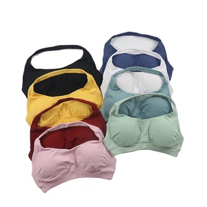 Soutien-gorge de sport pour femme, sans couture, à col halter, sexy, dos ouvert, rembourré, haut de yoga, maintien moyen, crop top de gym, quatre directions - Product Image 1