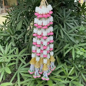 Guirnalda de rosas Mogra artificiales Rosas y blancas con campana colgante Floral decorativo para fiesta de boda, Diwali Navidad y decoración del hogar - Product Image 4