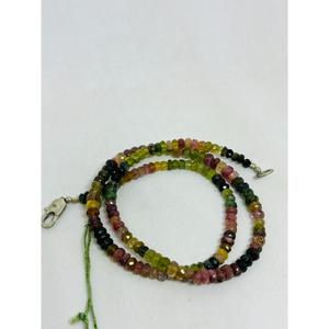 <b>Red</b> Mountain Natural Multi Tourmaline Faceted <b>Beads</b> 4.40mm to 6.40mm 17" Length 1 Strand Necklace 96.25cts for Necklace Making - Product Image 1