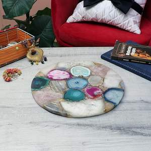 Sello de Ágata Pulida Artesanal, Decoración de Hogar de Lujo, Modelo de Flor Religiosa, Patrón de Resina, Color Personalizado, Alta Calidad - Product Image 1