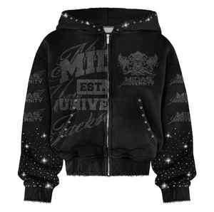 Sudadera con Capucha para Hombre, Gruesa, Transpirable, con Cierre y Estampado Digital Personalizado, 100% Algodón de Punto, con Bolsillos - Product Image 1