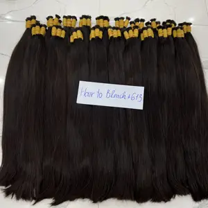 Cabelo preto longo natural não processado para descorar cutículas em massa, cabelo humano virgem vietnamita alinhado